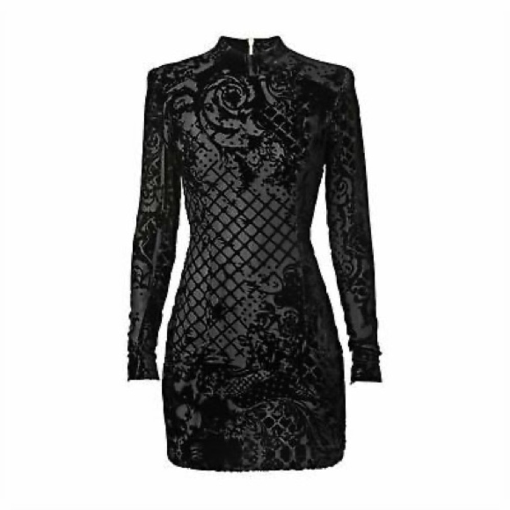 Authentic Balmain x H&M Black Velvet Silk Dress